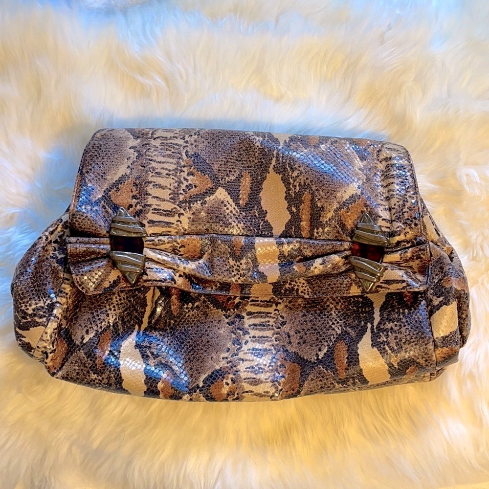 Vintage Sharif Genuine Genuine Python Snakeskin Clutch and Crossbody Handbag